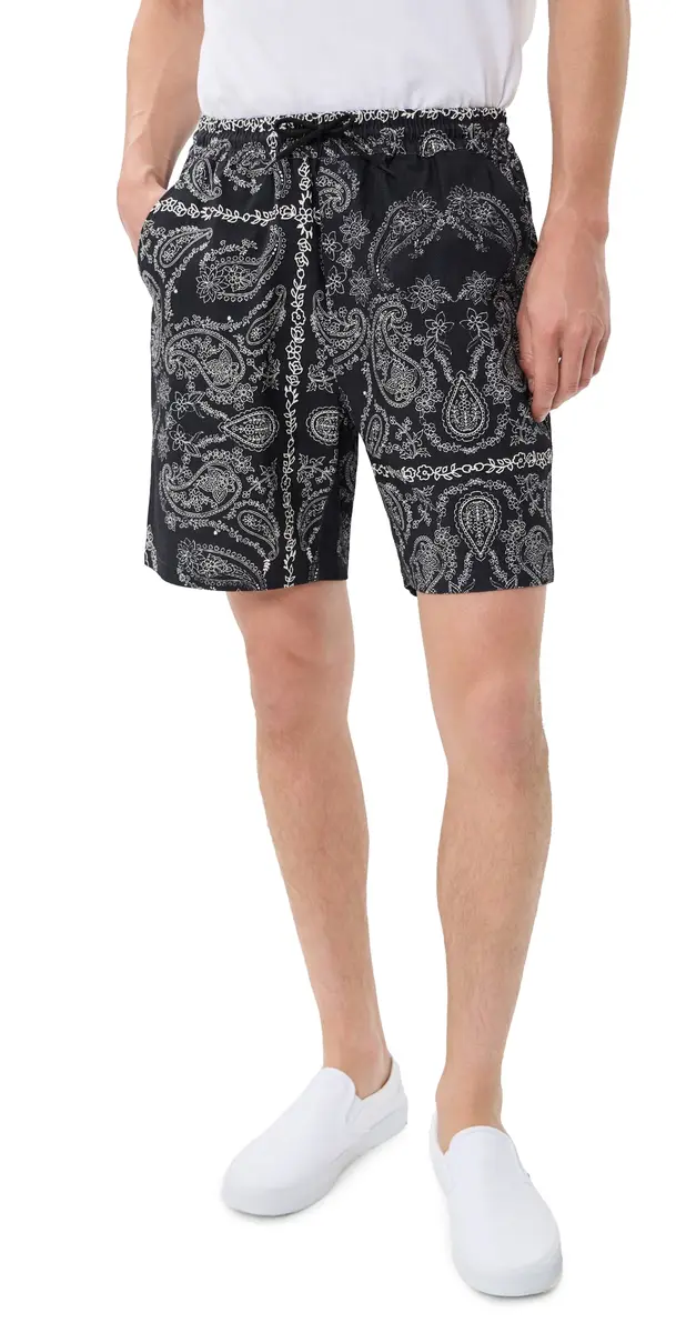 Les Deux Paisley Shorts 7 Tap hoe Black | Image 1 Les Deux Paisley Shorts 7 Tap hoe Black | Image 1