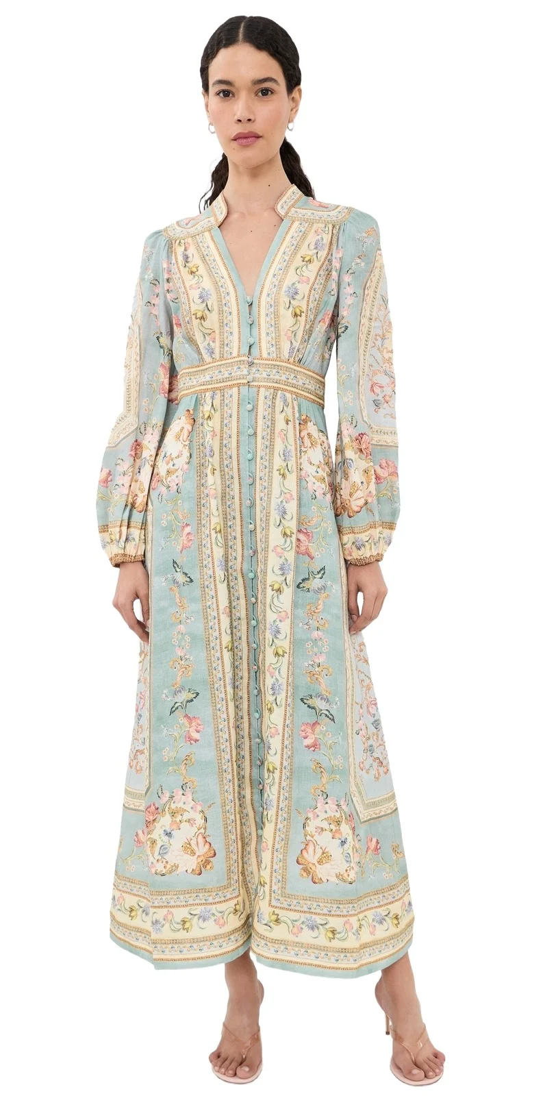Zimmermann Roselight Plunge Linen Dress