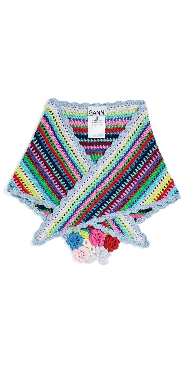 Ganni Triangular Crochet Scarf Multicolour One Size | Image 1 Ganni Triangular Crochet Scarf Multicolour One Size | Image 1