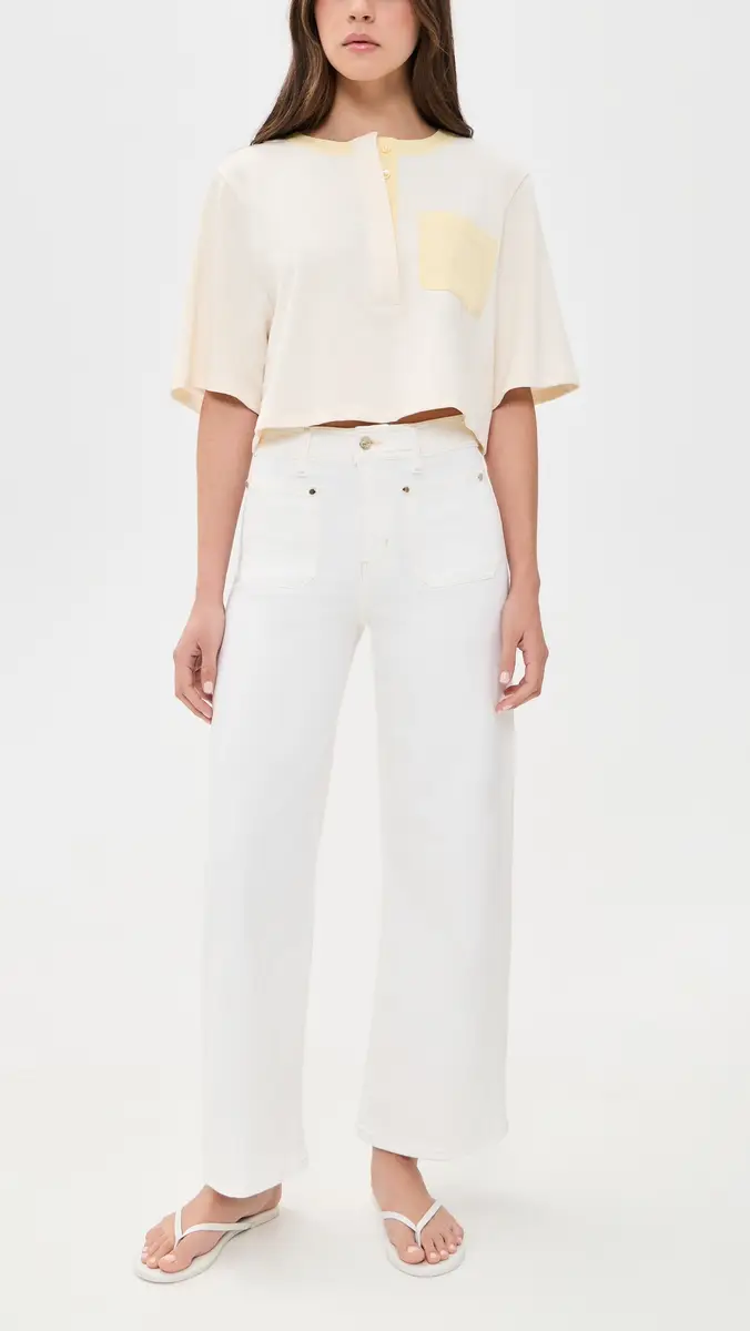 FRAME Le Slim Palazzo Crop Harbor Jeans Au Natural Clean | Thumbnail 5