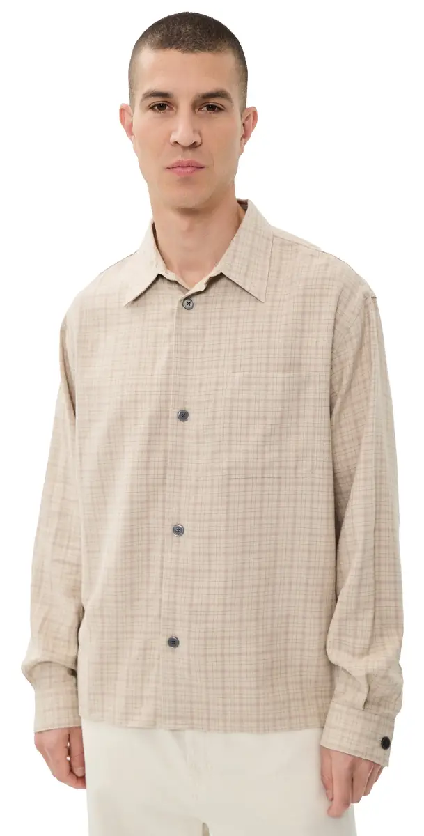 FRAME Linen Blend Plaid Shirt Beige Plaid | Image 1 FRAME Linen Blend Plaid Shirt Beige Plaid | Image 1