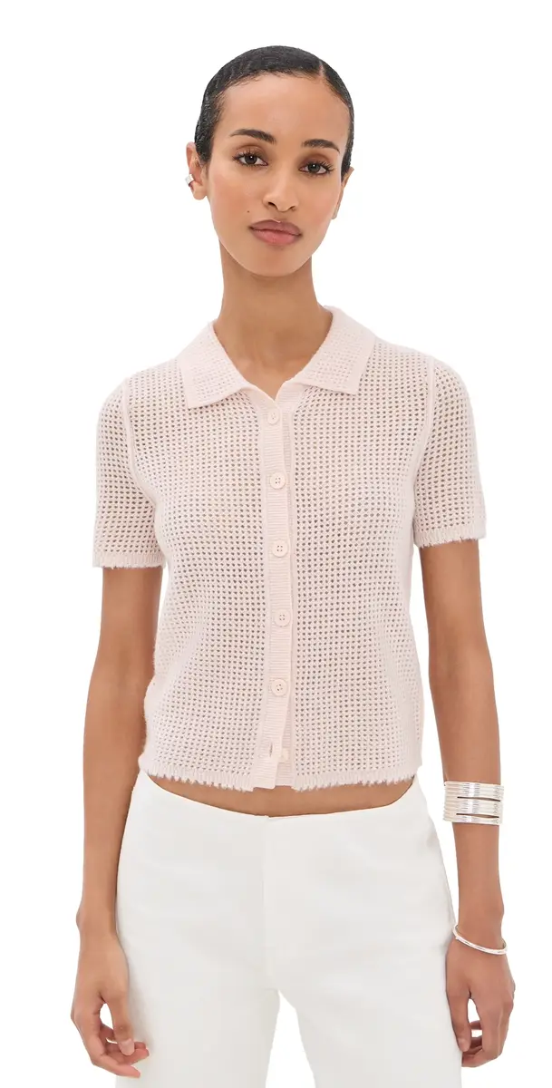 RE/DONE Amelia Cashmere Polo Pink alt | Image 1 RE/DONE Amelia Cashmere Polo Pink alt | Image 1