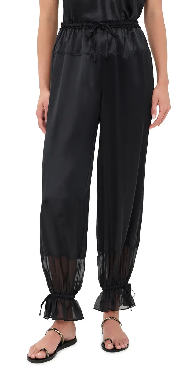 Ulla Johnson Camile Silk Cinched Pants Noir | Image 1 Ulla Johnson Camile Silk Cinched Pants Noir | Image 1
