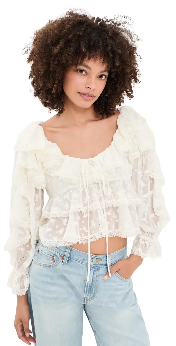 For Love & Lemons Lilou Blouse Cream | Image 1 For Love & Lemons Lilou Blouse Cream | Image 1