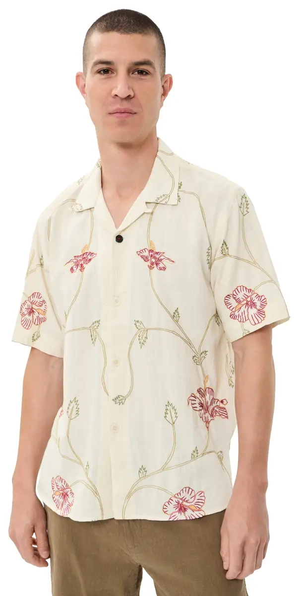 Kardo Ronen Hand Embroidered Floral Shirt Natural M | Image 1 Kardo Ronen Hand Embroidered Floral Shirt Natural M | Image 1