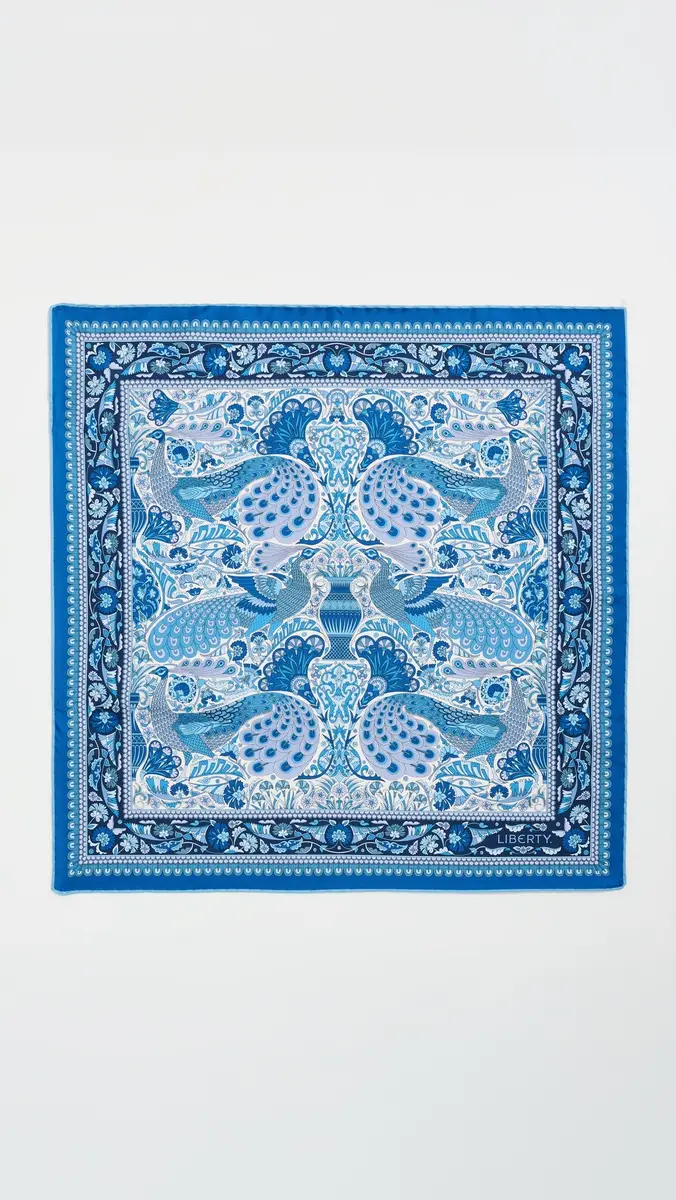 LIBERTY Peacock Garden Silk Scarf | Thumbnail 4