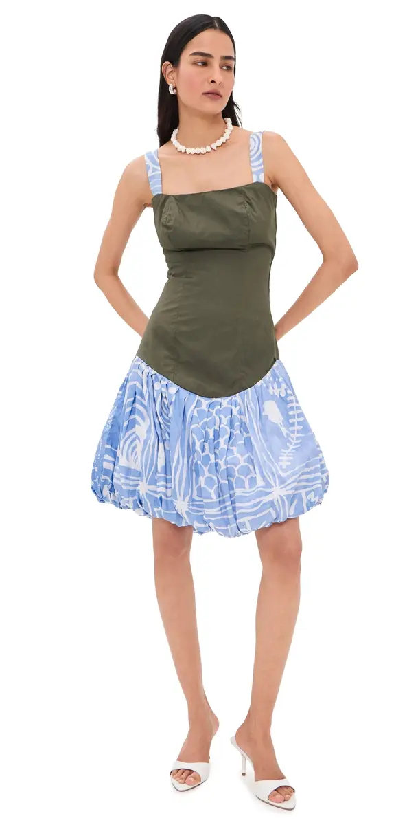 Busayo Dupe Bubble Dress Green & Blue | Image 1 Busayo Dupe Bubble Dress Green & Blue | Image 1