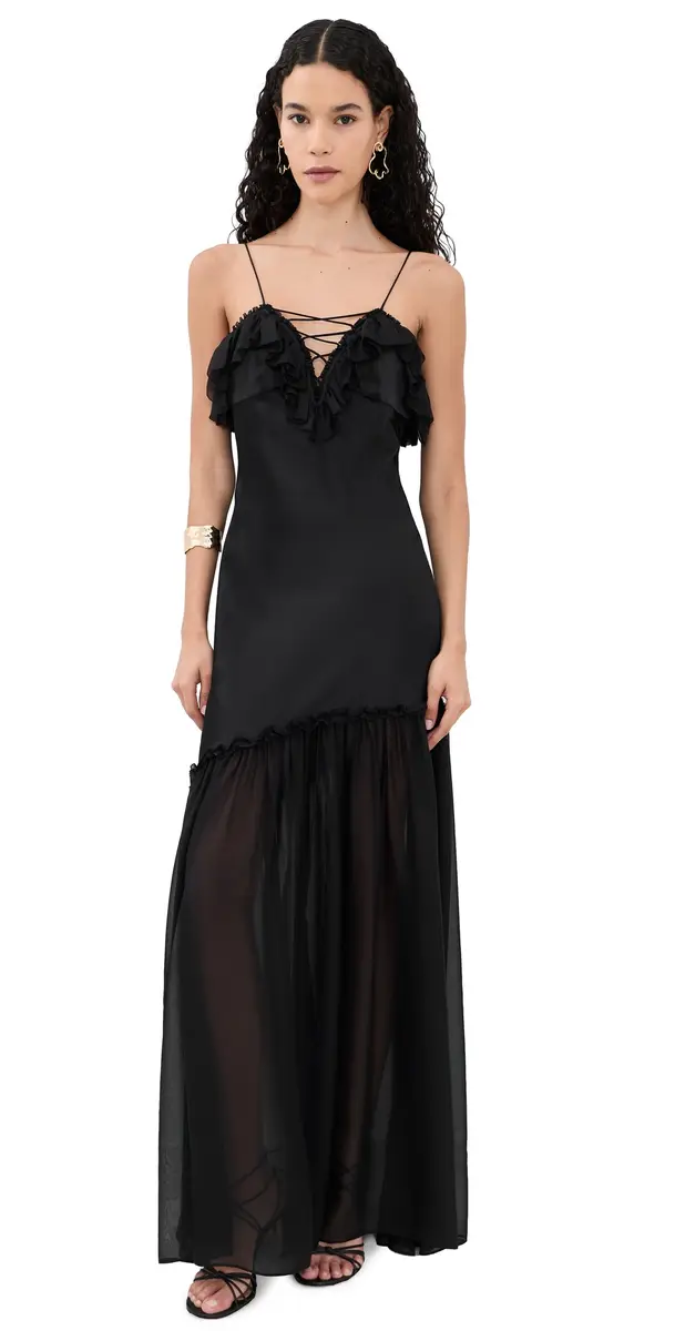 Ulla Johnson Elaria Silk Gown Noir | Image 1 Ulla Johnson Elaria Silk Gown Noir | Image 1