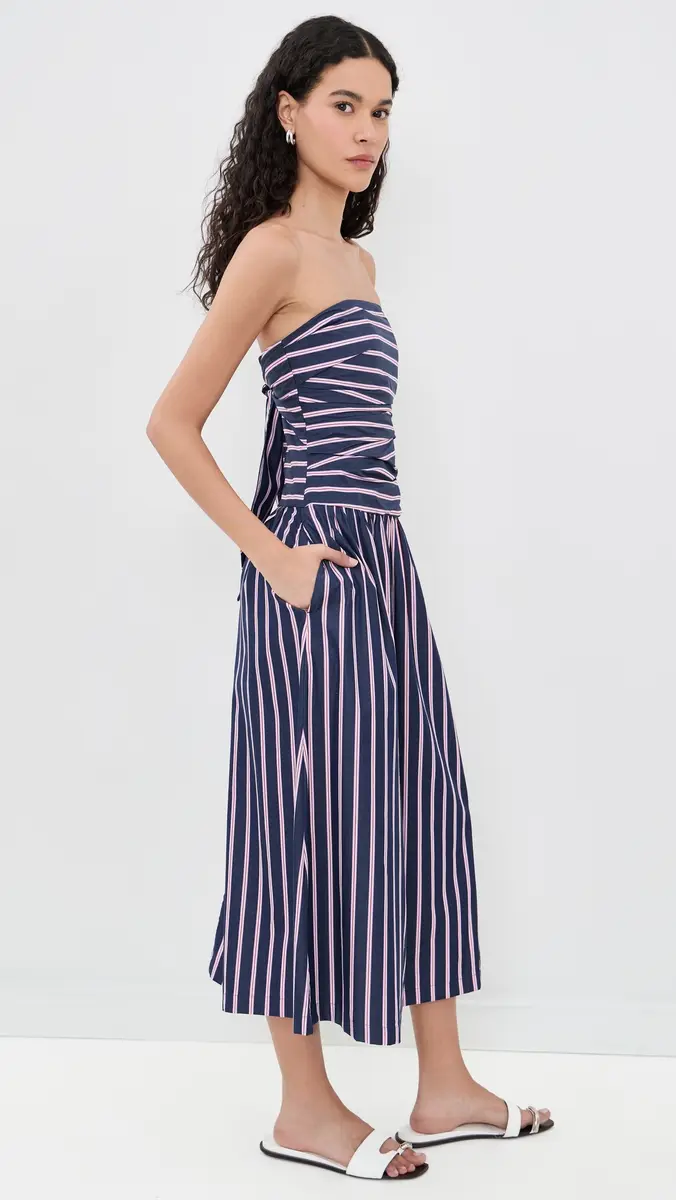 Madewell Strapless Ruched Midi Dress | Thumbnail 4 Madewell Strapless Ruched Midi Dress | Thumbnail 4
