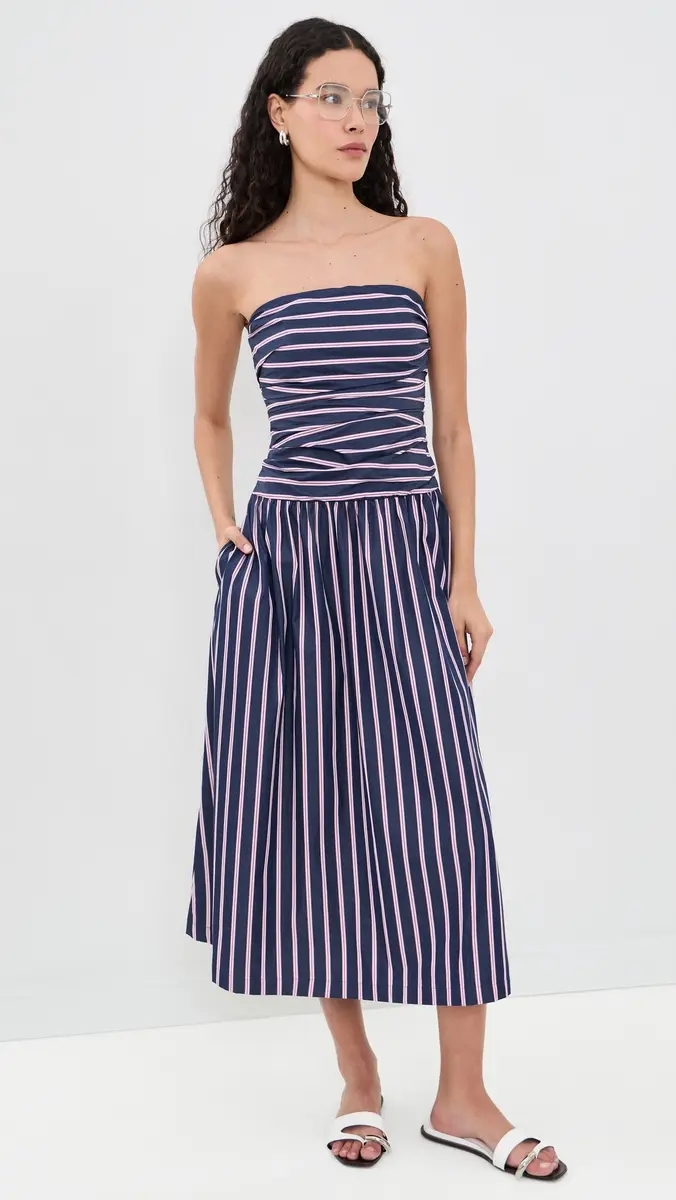 Madewell Strapless Ruched Midi Dress | Thumbnail 5 Madewell Strapless Ruched Midi Dress | Thumbnail 5