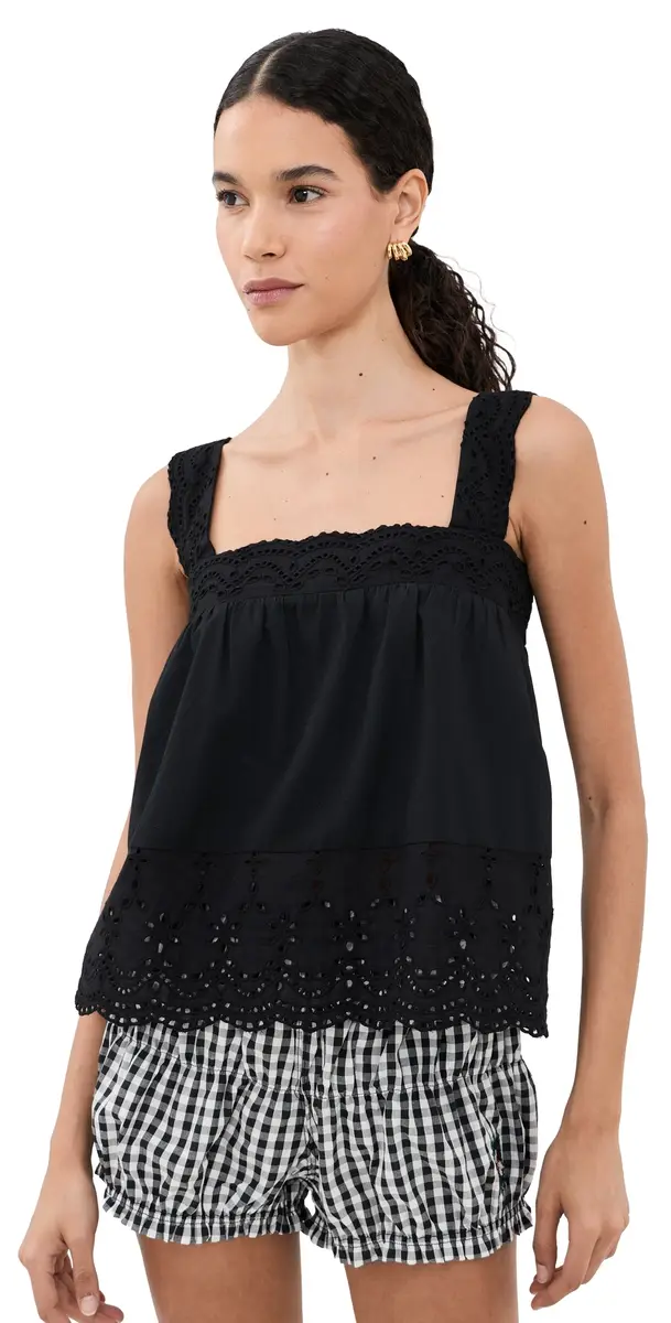 Playa Lucila Eyelet Tank Black | Image 1 Playa Lucila Eyelet Tank Black | Image 1