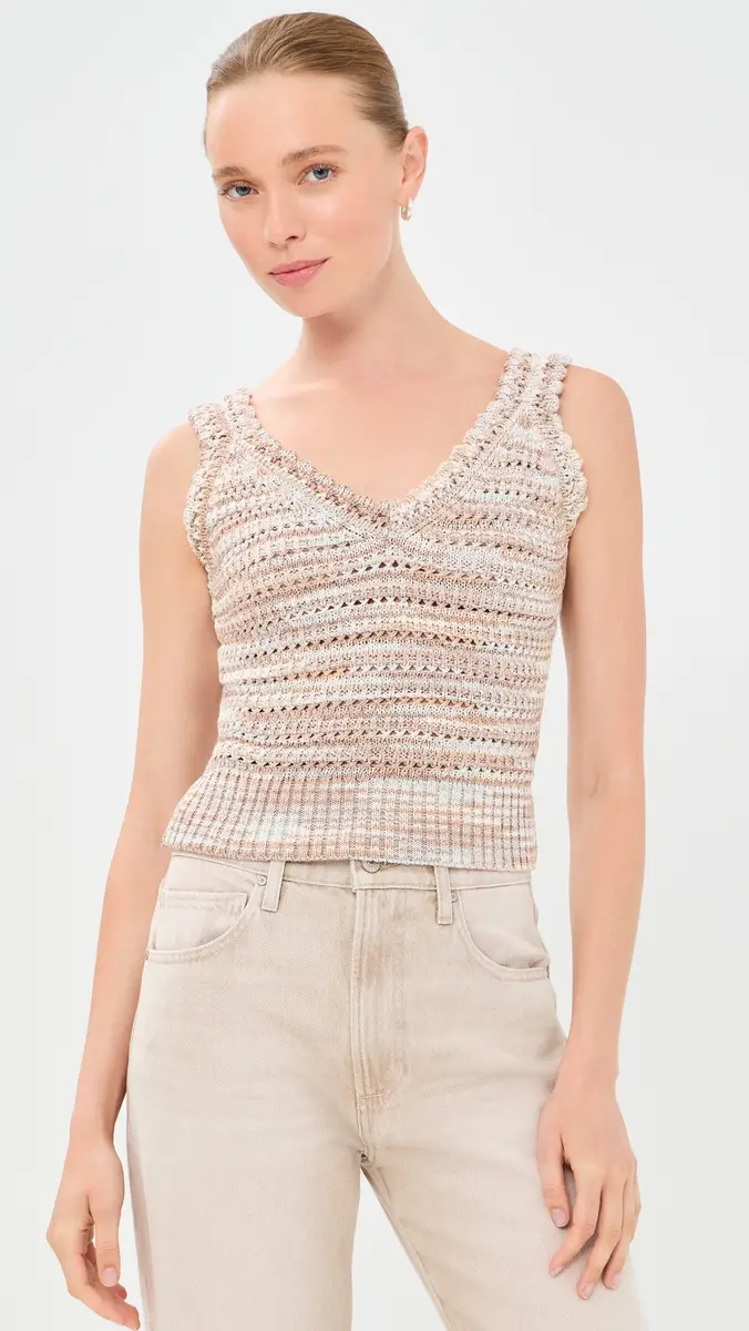 Veronica Beard Selwyn Knit Tank Beige Multi | Thumbnail 2 Veronica Beard Selwyn Knit Tank Beige Multi | Thumbnail 2