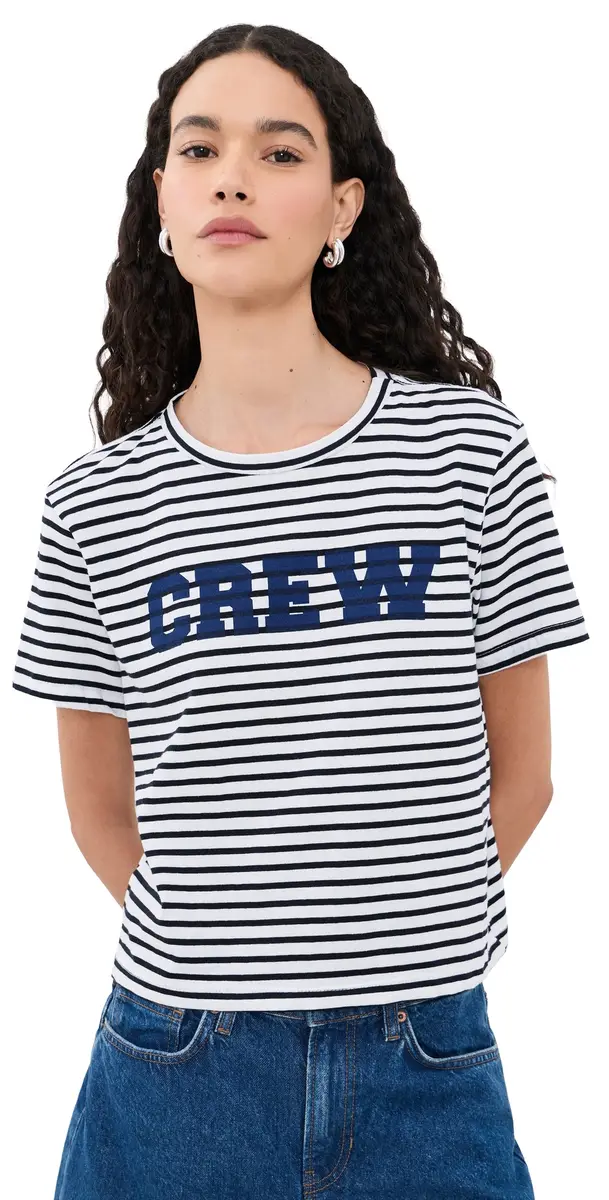 Sunny Somewhere Crew Stripe Tee Navy Stripe | Image 1 Sunny Somewhere Crew Stripe Tee Navy Stripe | Image 1
