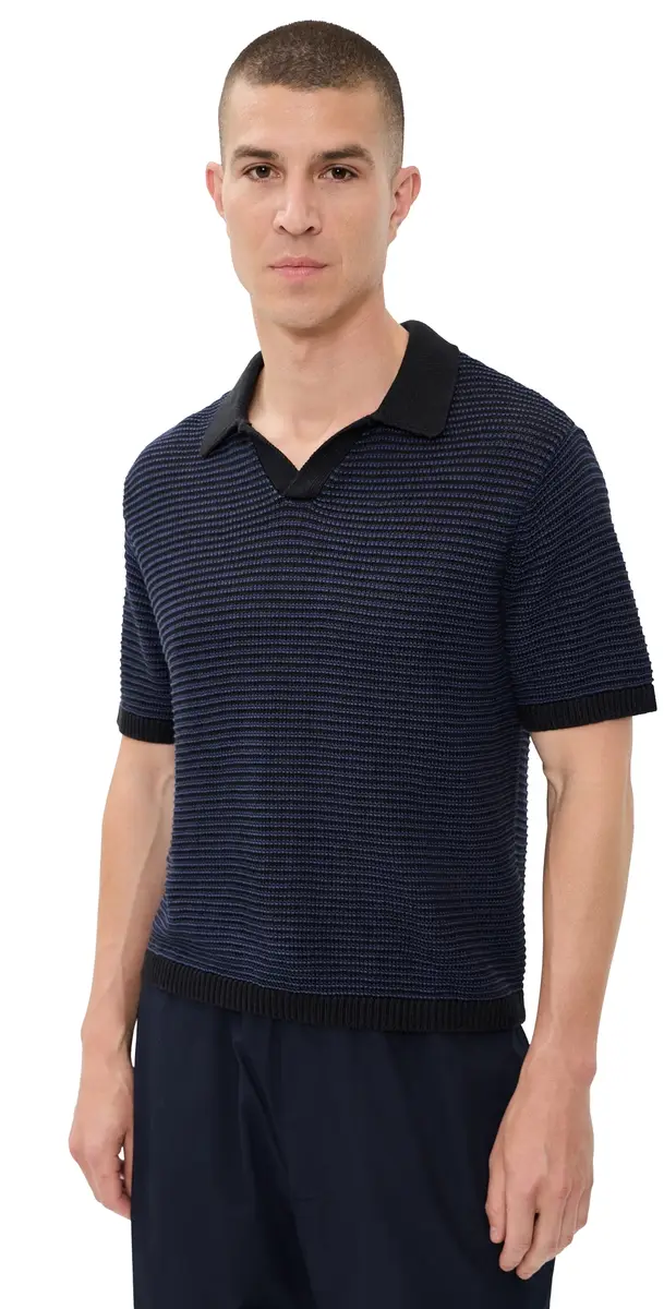 Taylor Stitch The Valencia Sweater Polo Coal Stripe 38 | Image 1 Taylor Stitch The Valencia Sweater Polo Coal Stripe 38 | Image 1