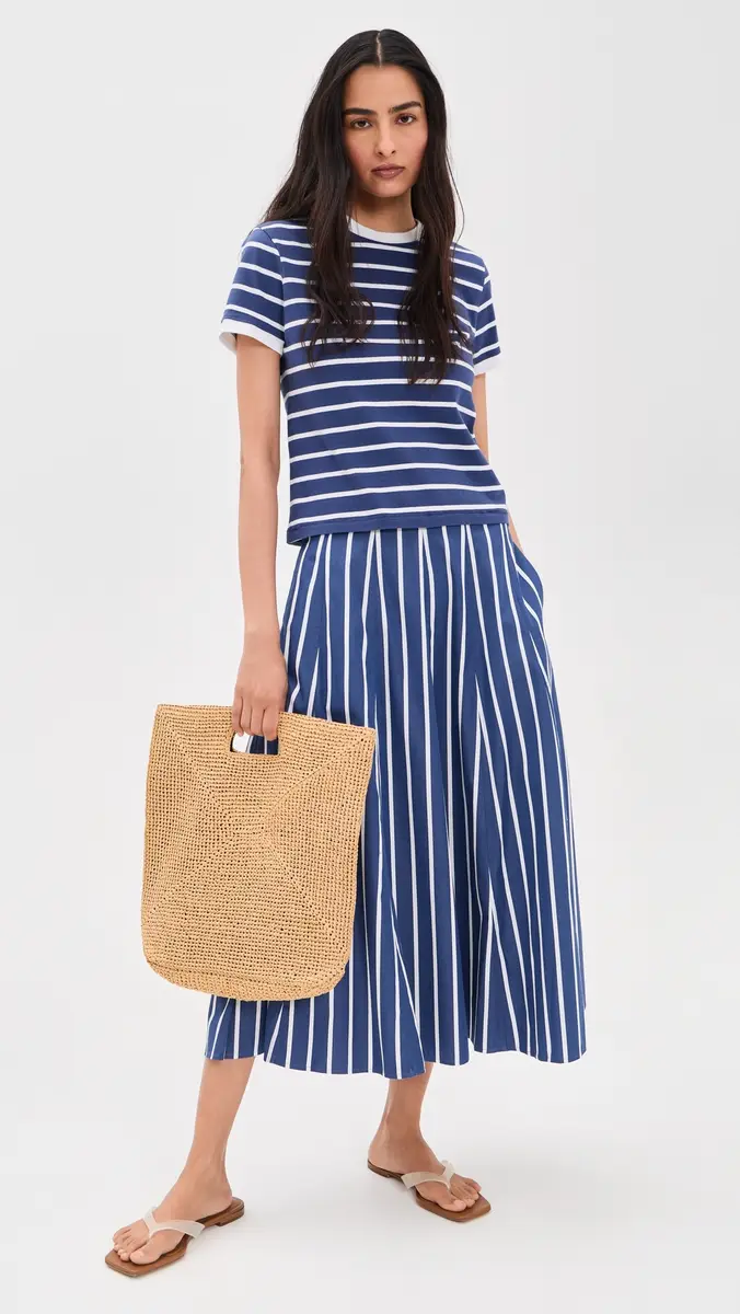 Madewell The Perfect Crewneck Baby Tee in Allday Jersey Matte Stripe Cool Navy | Thumbnail 5