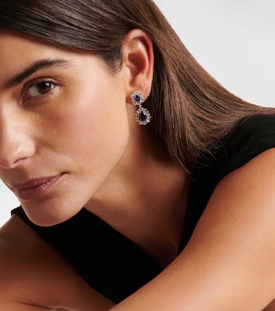 Suzanne Kalan Doublet 18kt white gold drop earrings with sapphires and diamonds | Thumbnail 4 Suzanne Kalan Doublet 18kt white gold drop earrings with sapphires and diamonds | Thumbnail 4