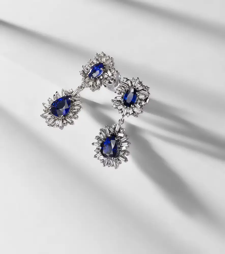 Suzanne Kalan Doublet 18kt white gold drop earrings with sapphires and diamonds | Thumbnail 5 Suzanne Kalan Doublet 18kt white gold drop earrings with sapphires and diamonds | Thumbnail 5