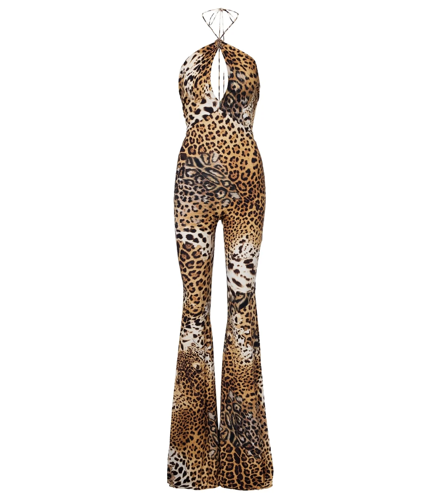 Jaguar-print cutout jersey jumpsuit Jaguar-print cutout jersey jumpsuit