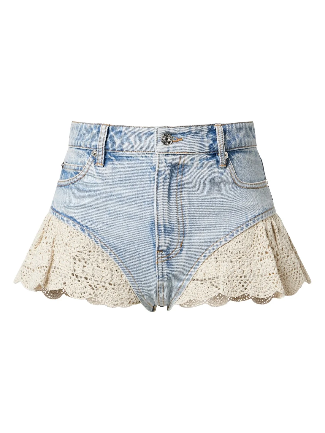 Frame Crochet denim shorts