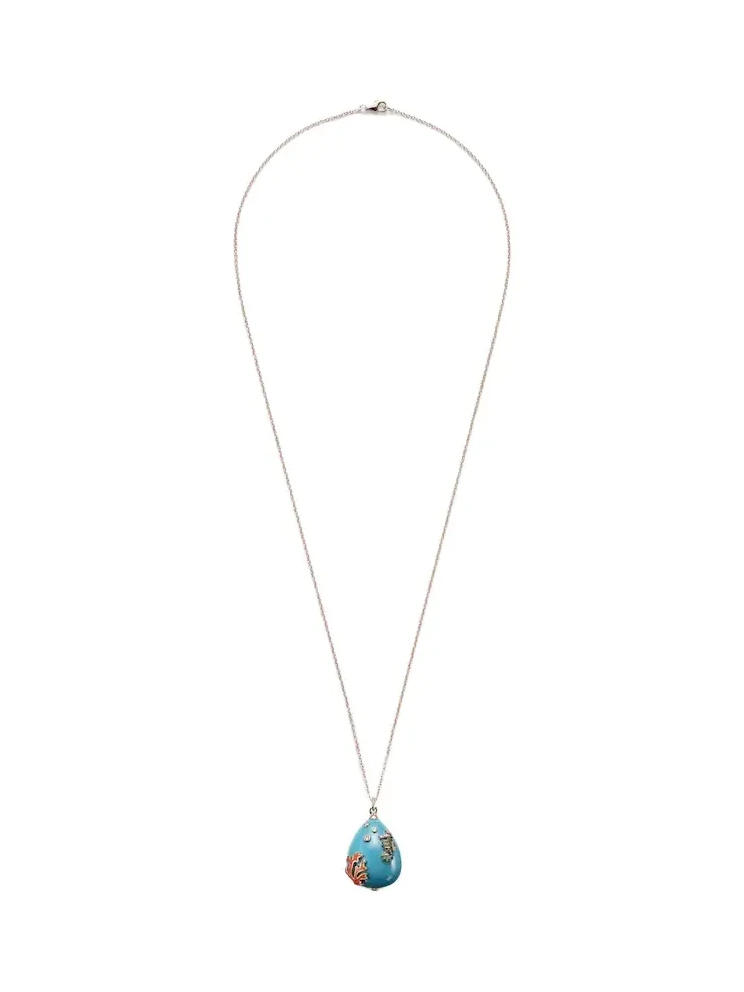 Yvonne Léon Pendentif L'océan 9kt gold necklace with turquoise, diamonds, and gemstones Yvonne Léon Pendentif L'océan 9kt gold necklace with turquoise, diamonds, and gemstones