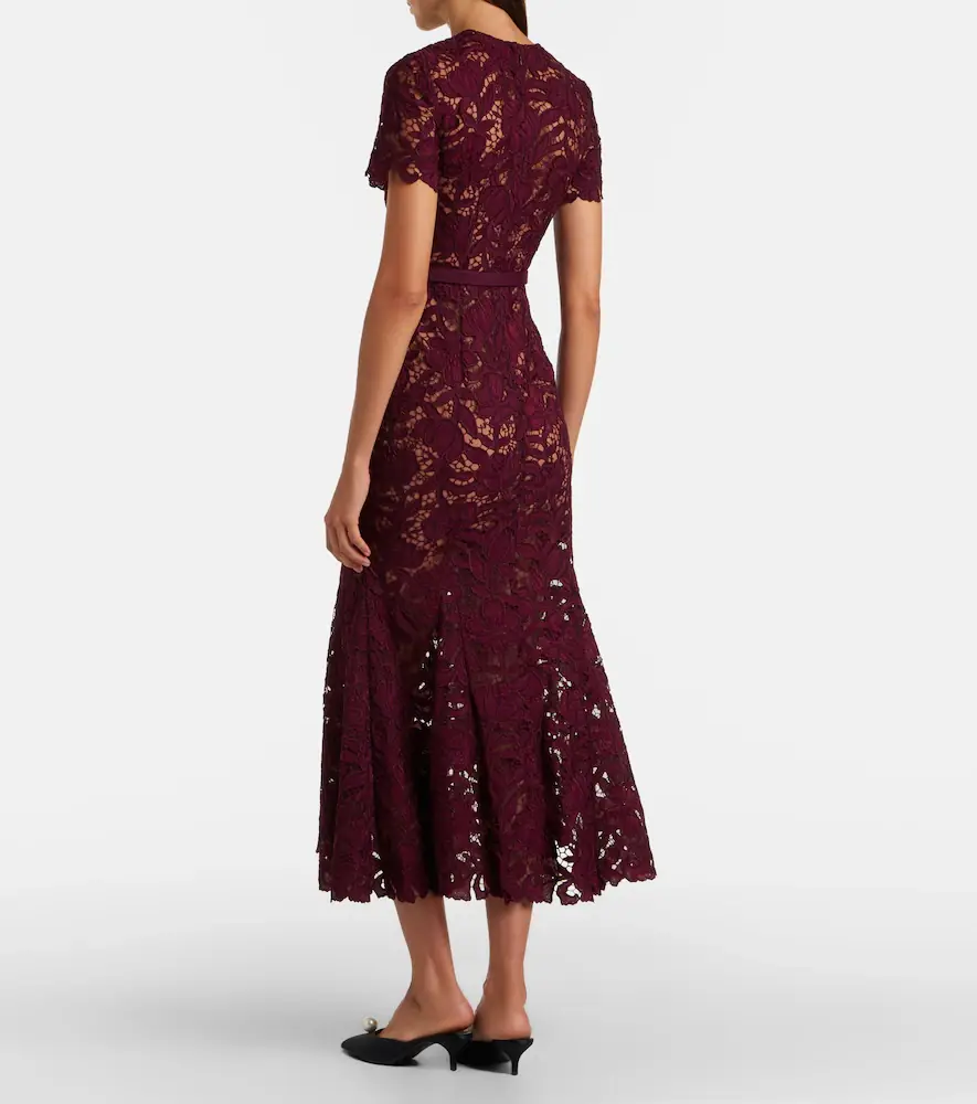 Self-Portrait Belted floral guipure lace midi dress | Thumbnail 6