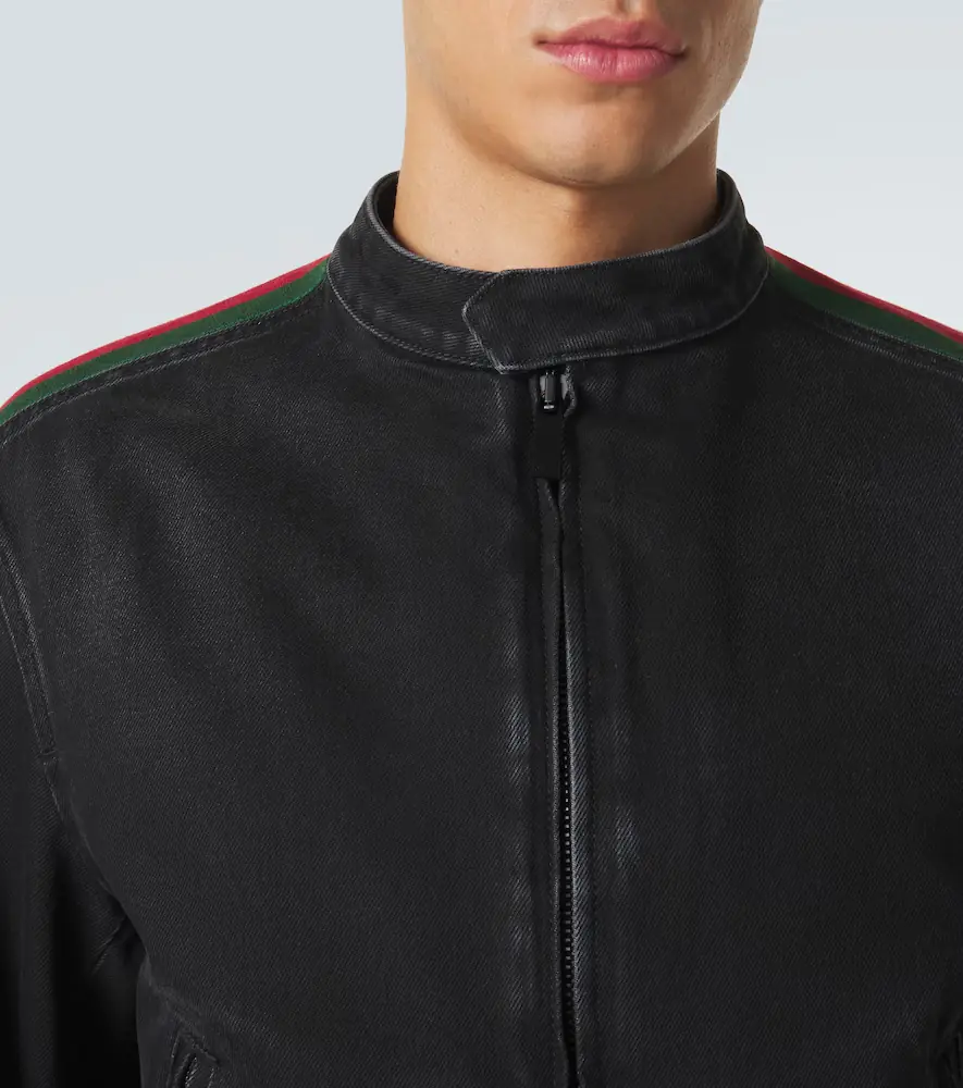 Gucci Web Stripe denim biker jacket | Thumbnail 3