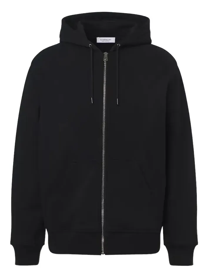 Logo cotton fleece zip-up hoodie