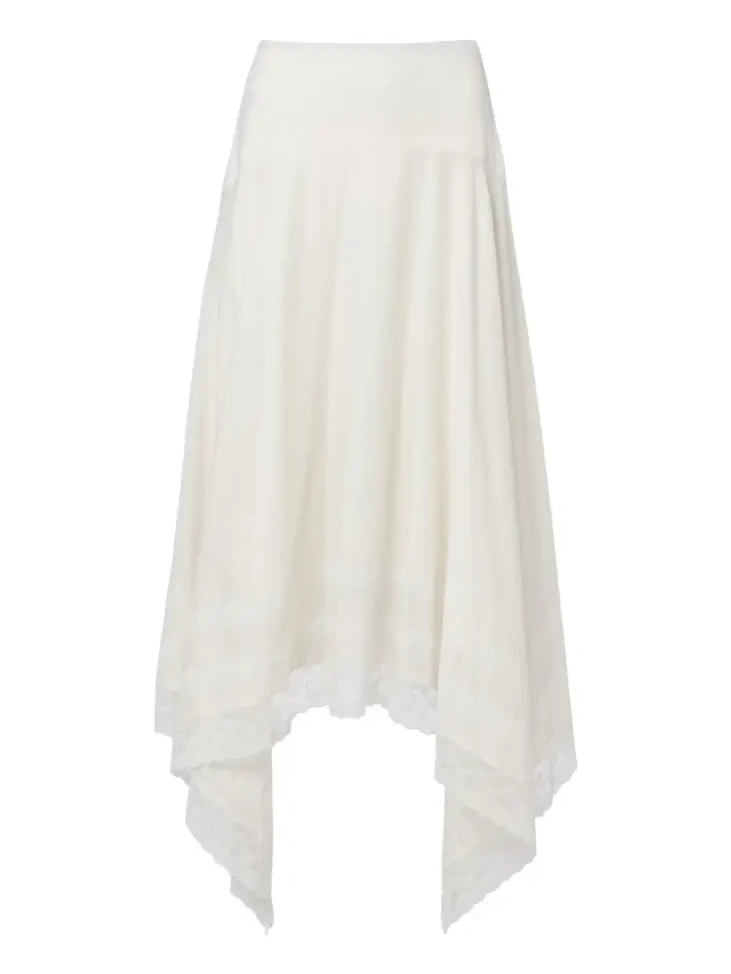 Ainsley lace-trimmed cotton voile midi skirt Ainsley lace-trimmed cotton voile midi skirt