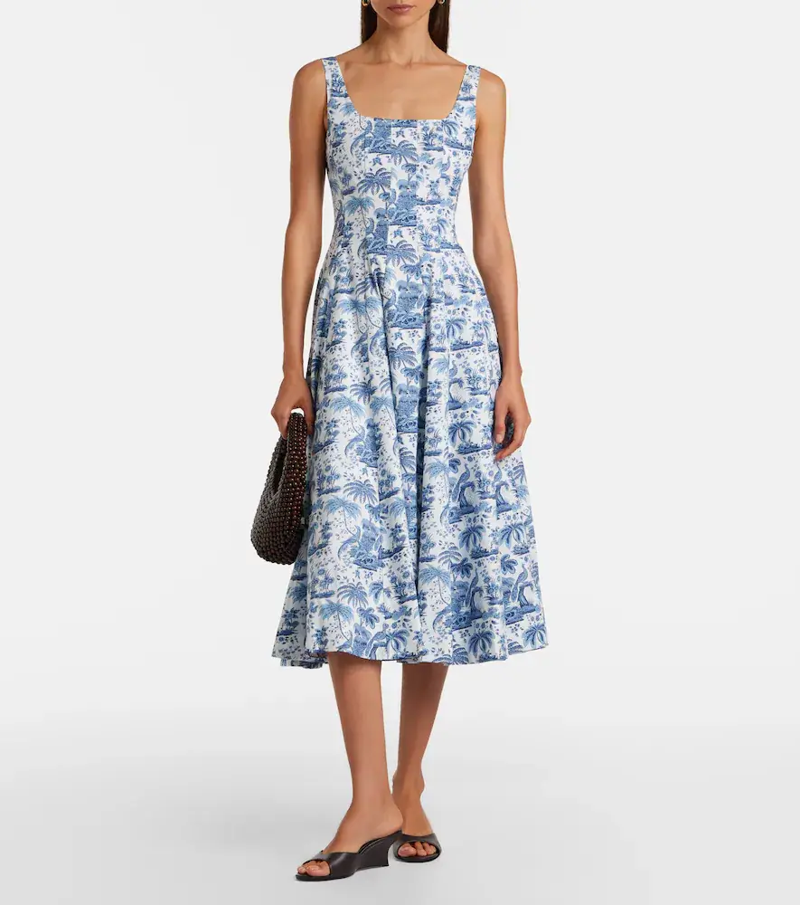 Staud Wells floral cotton poplin midi dress | Thumbnail 3