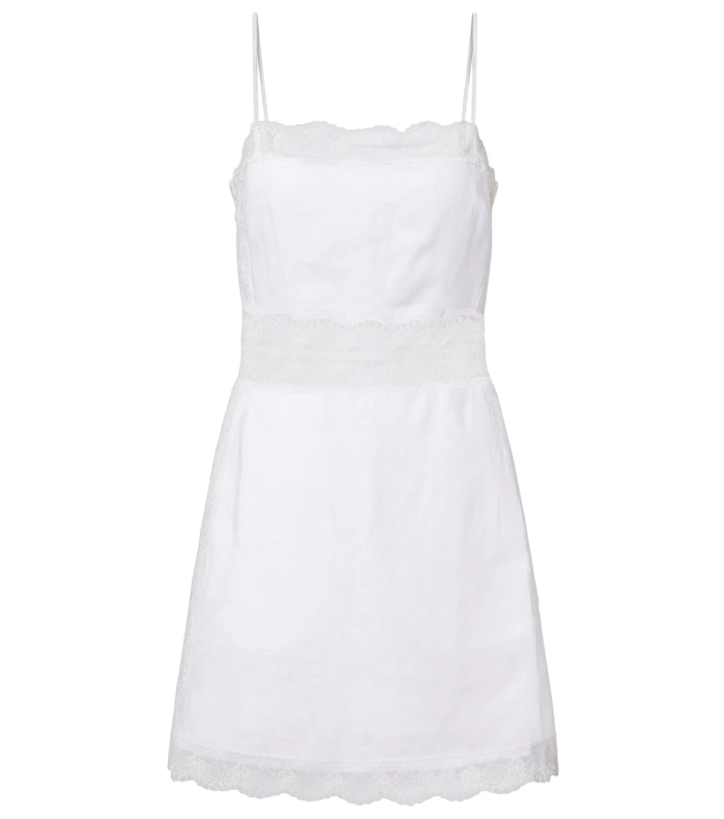 Amalina lace-trimmed linen minidress Amalina lace-trimmed linen minidress