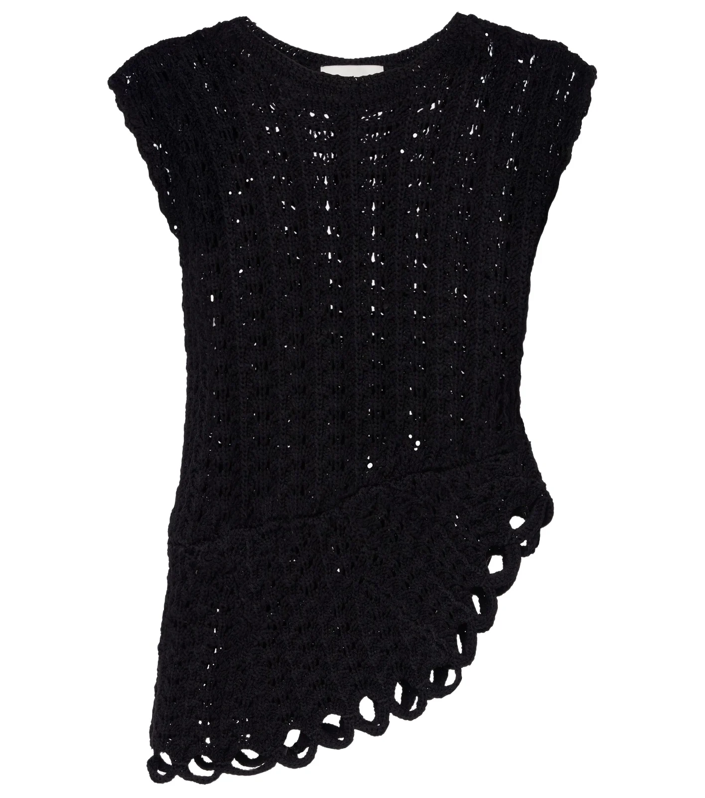 Saez asymmetric scalloped crochet top