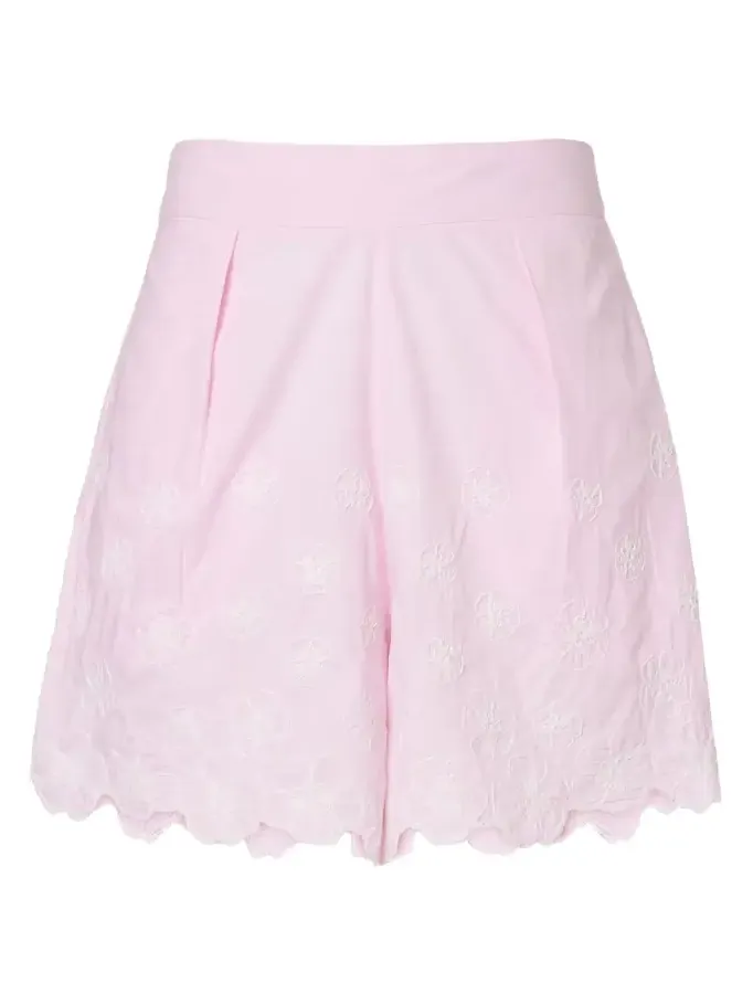 Embroidered cotton poplin shorts