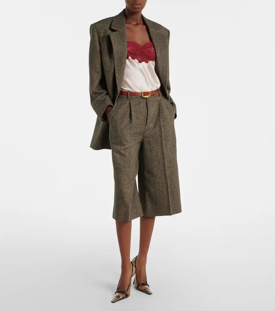Saint Laurent Herringbone wool-blend culottes | Thumbnail 4 Saint Laurent Herringbone wool-blend culottes | Thumbnail 4