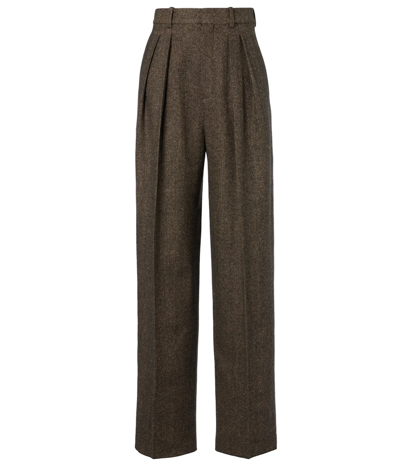 Herringbone wool-blend wide-leg pants Herringbone wool-blend wide-leg pants