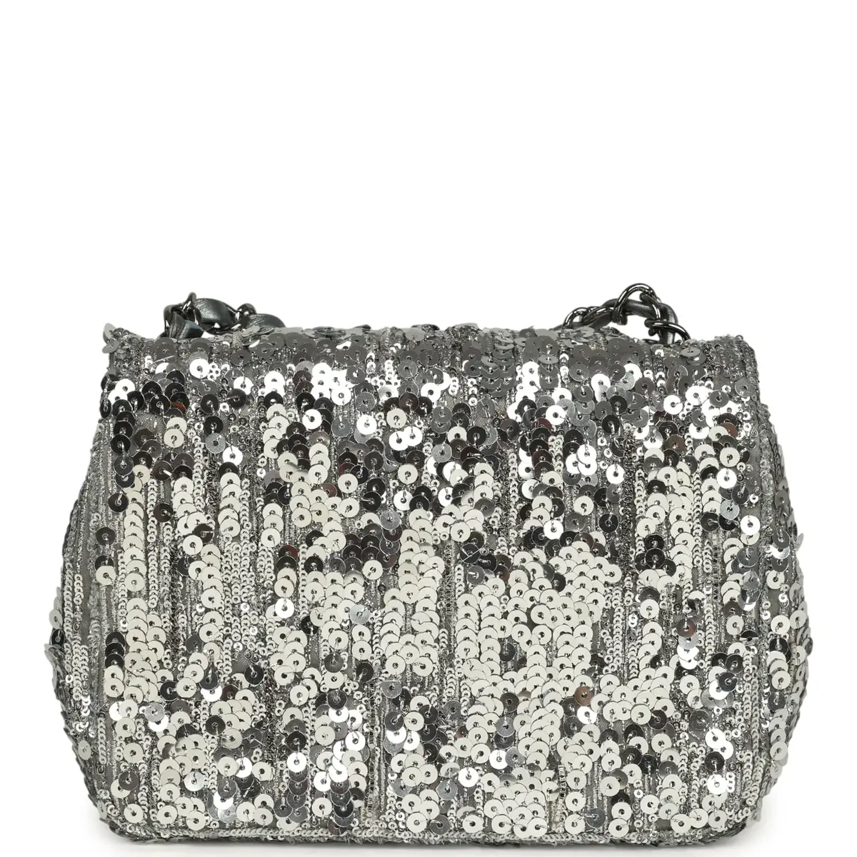 Chanel Chanel Mini Classic Square Flap Bag Metallic Silver Sequins Ruthenium Hardware | Thumbnail 4 Chanel Chanel Mini Classic Square Flap Bag Metallic Silver Sequins Ruthenium Hardware | Thumbnail 4