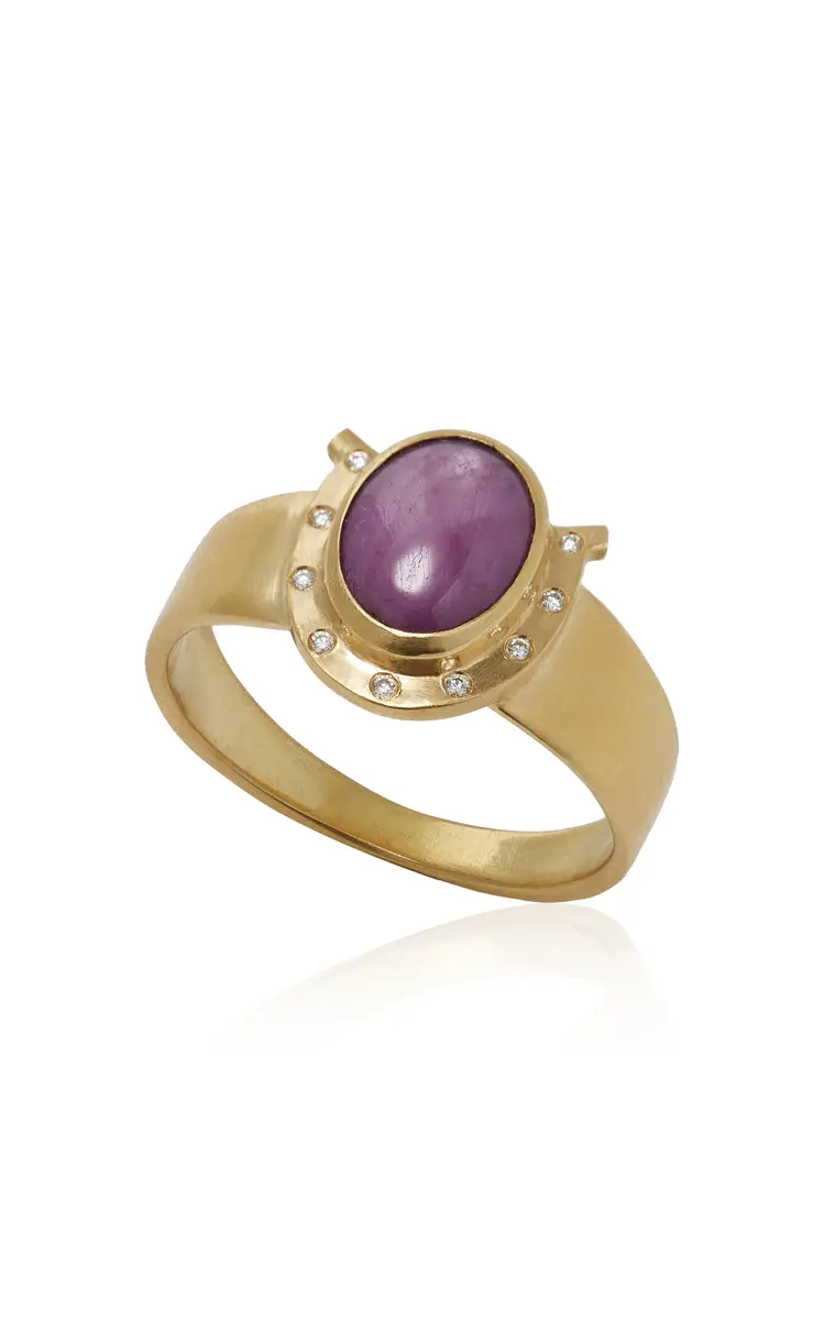 Annette Ferdinandsen Paloma Lone Star 18K Yellow Gold Diamond and Star Ruby Ring | Thumbnail 3 Annette Ferdinandsen Paloma Lone Star 18K Yellow Gold Diamond and Star Ruby Ring | Thumbnail 3