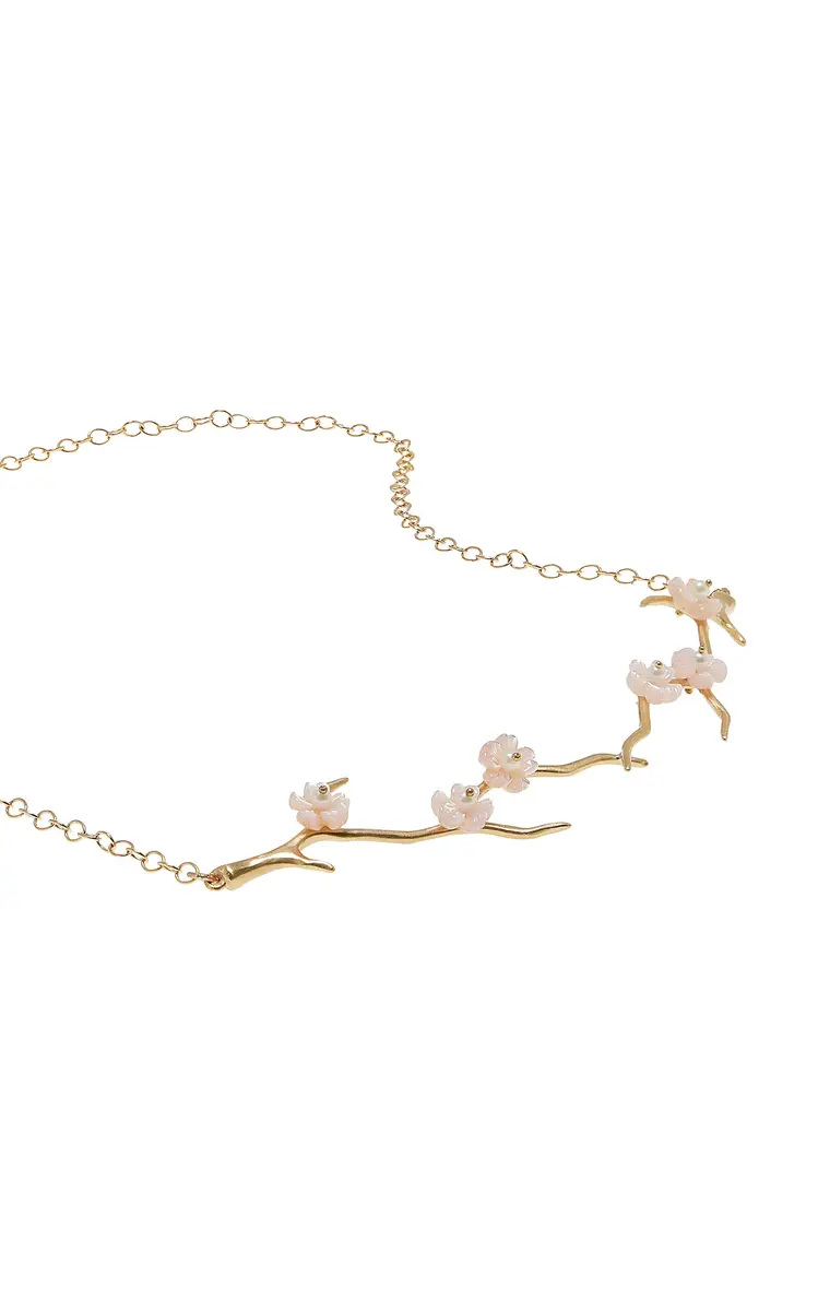 Annette Ferdinandsen Cherry Blossom 14K Yellow Gold Mother of Pearl and Pearl Necklace | Thumbnail 3 Annette Ferdinandsen Cherry Blossom 14K Yellow Gold Mother of Pearl and Pearl Necklace | Thumbnail 3