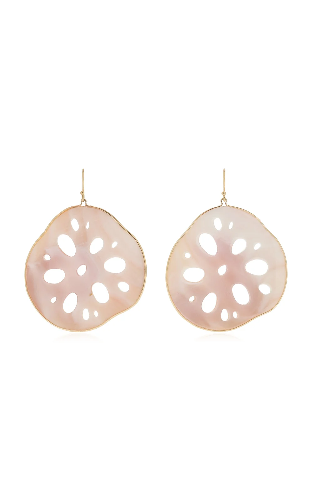 Annette Ferdinandsen Large Lotus Roots 18K Yellow Gold Mother of Pearl Earrings