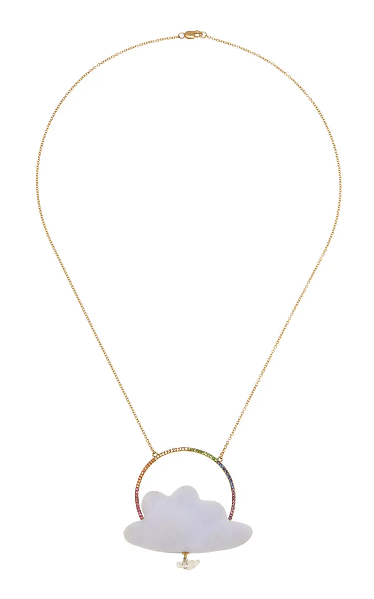 Annette Ferdinandsen Chalcedony Drusy Rainbow Daydreamer Cloud With Diamond Rain Drop Necklace | Image 1 Annette Ferdinandsen Chalcedony Drusy Rainbow Daydreamer Cloud With Diamond Rain Drop Necklace | Image 1
