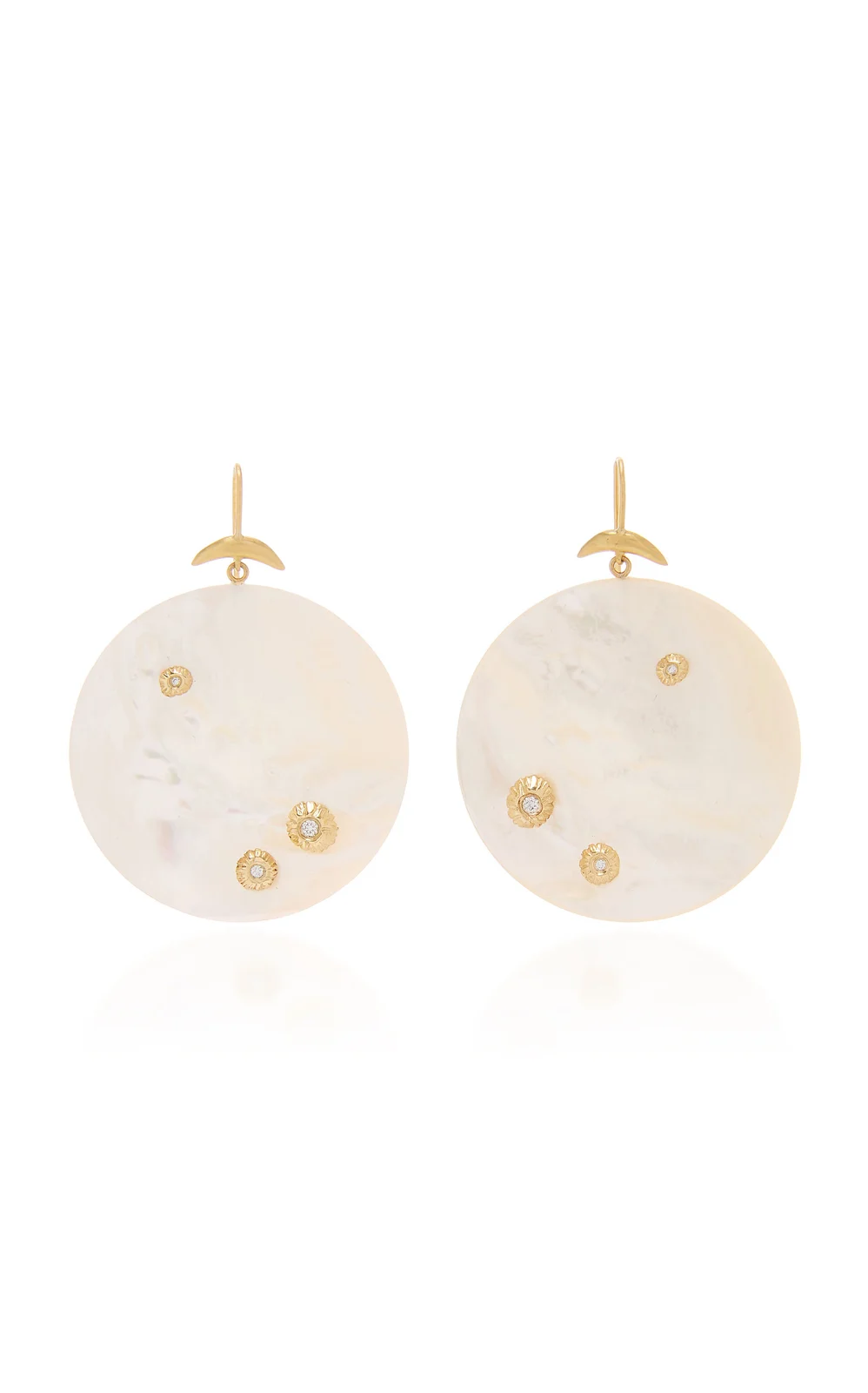 Annette Ferdinandsen Large Luna Mother of Pearl and Diamond Earrings