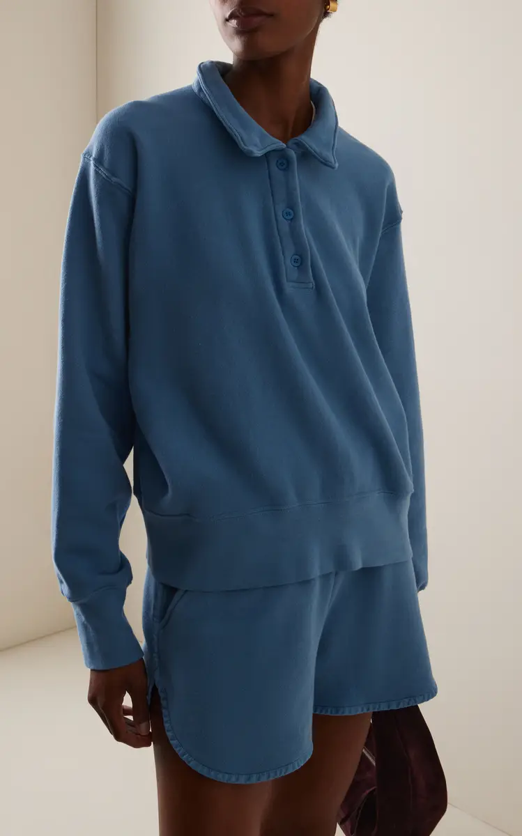 Les Tien Exclusive Cotton Henley Polo Sweatshirt | Thumbnail 2 Les Tien Exclusive Cotton Henley Polo Sweatshirt | Thumbnail 2