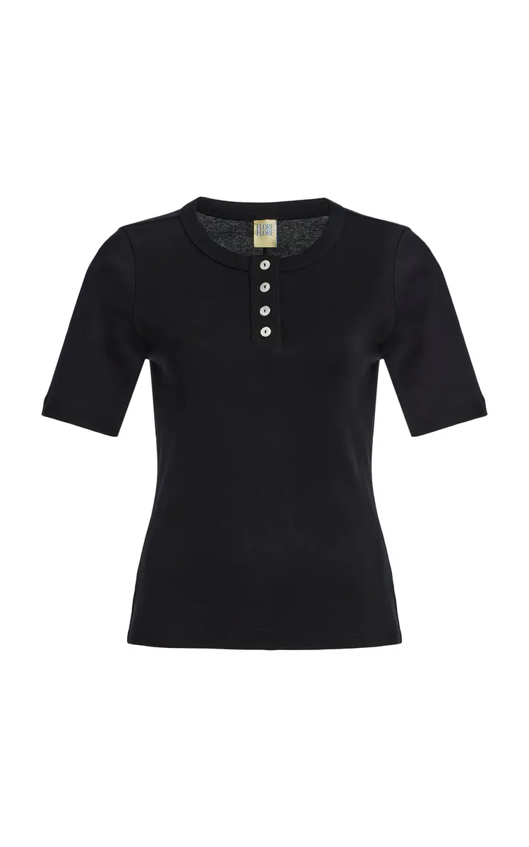 FLORE FLORE Jess Cotton Henley T-Shirt | Thumbnail 10 FLORE FLORE Jess Cotton Henley T-Shirt | Thumbnail 10