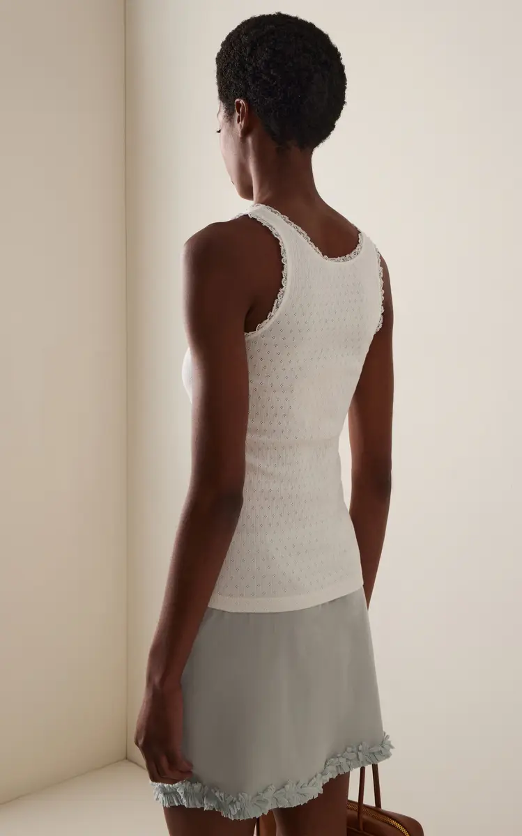 Miu Miu Pointelle Knitted Cotton Tank Top | Thumbnail 4 Miu Miu Pointelle Knitted Cotton Tank Top | Thumbnail 4