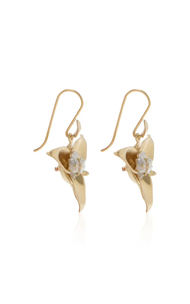 Annette Ferdinandsen Large Trillium 14K Gold Pearl Earrings | Thumbnail 3