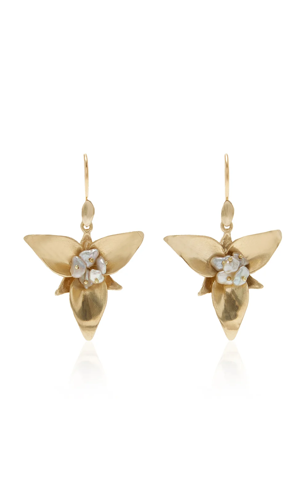 Annette Ferdinandsen Large Trillium 14K Gold Pearl Earrings