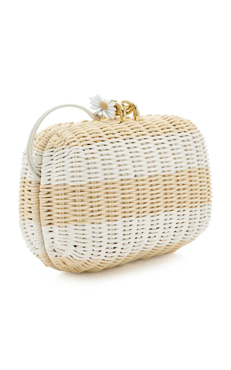 Bottega Veneta Knot Striped Wicker Clutch | Thumbnail 4