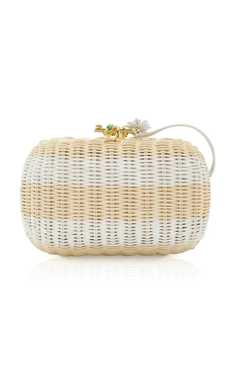 Bottega Veneta Knot Striped Wicker Clutch | Image 1 Bottega Veneta Knot Striped Wicker Clutch | Image 1