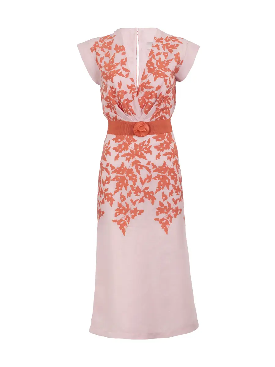 Silvia Tcherassi Olive Embroidered Linen Midi Dress | Image 1 Silvia Tcherassi Olive Embroidered Linen Midi Dress | Image 1