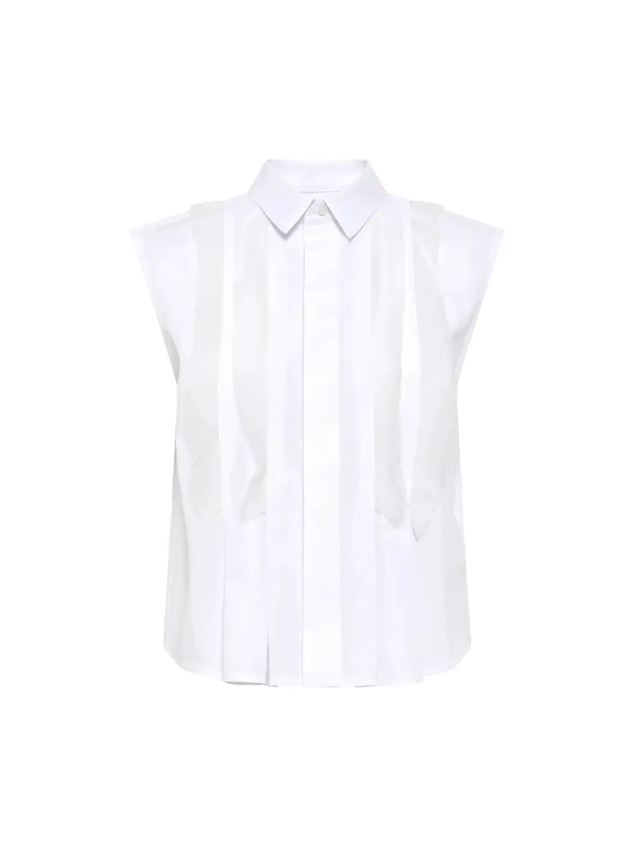 Sacai Sleeveless Pleated Poplin Shirt