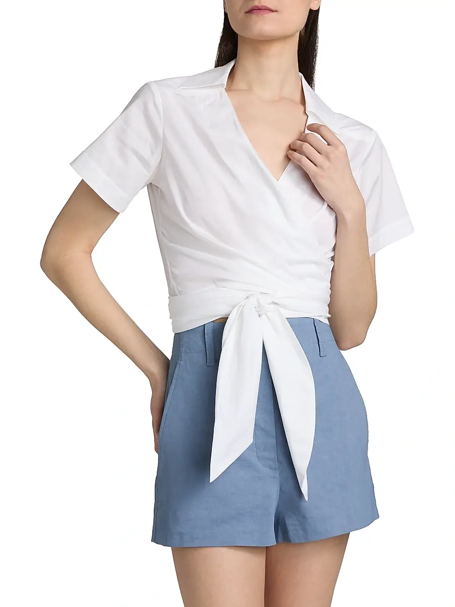 A.L.C. A. L.C. Women's Brielle Cotton Wrap Top | Thumbnail 3 A.L.C. A. L.C. Women's Brielle Cotton Wrap Top | Thumbnail 3